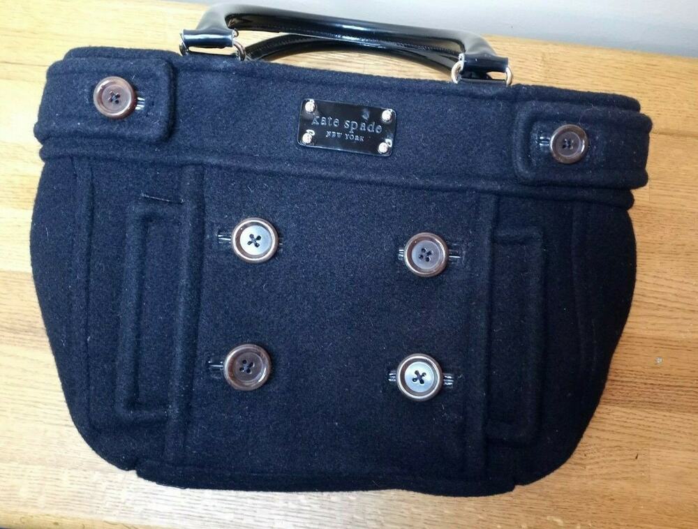 Kate Spade Black Beantown Button Quinn Bag 13 x 9